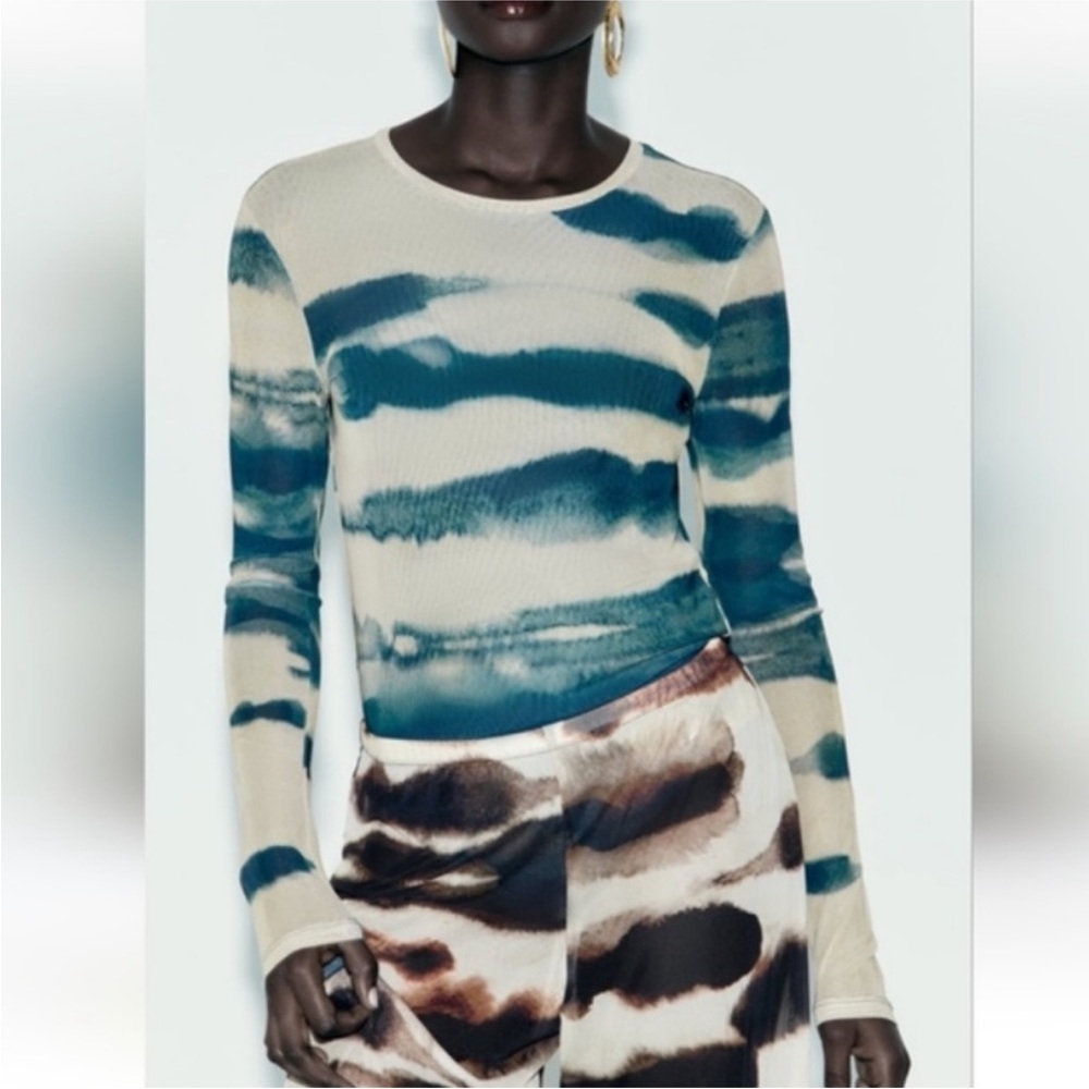 ZARA Tie Dye Tulle Bodysuit